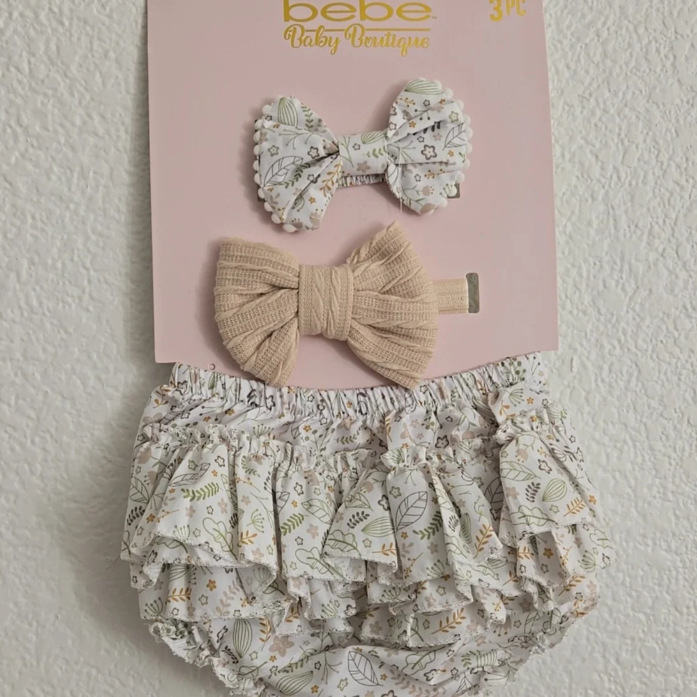 Bebe Floral Baby Bloomers with Bows